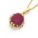 9ct-Gold-Created-Ruby-Diamond-Pendant Sale