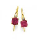 9ct-Gold-Created-Ruby-Diamond-Drop-Earrings Sale