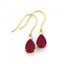 9ct-Gold-Created-Ruby-Diamond-Pear-Earrings Sale