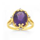 9ct-Gold-Amethyst-Diamond-Oval-Antique-Ring Sale