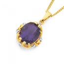 9ct-Gold-Amethyst-Diamond-Oval-Antique-Pendant Sale