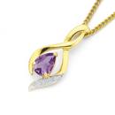 9ct-Gold-Amethyst-Diamond-Pear-Pendant Sale