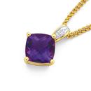 9ct-Gold-Amethyst-Diamond-Pendant Sale