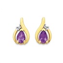 9ct-Gold-Amethyst-Diamond-Studs Sale