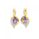 9ct-Gold-Amethyst-Diamond-Pear-Cut-Swirl-Stud-Earrings Sale