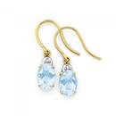 9ct-Gold-Sky-Blue-Topaz-Diamond-Oval-Cut-Chequered-Hook-Earrings Sale