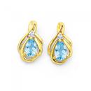 9ct-Gold-Blue-Topaz-Diamond-Pear-Cut-Stud-Earrings Sale