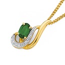 9ct-Gold-Created-Emerald-Diamond-Oval-Cut-Pendant Sale