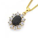 9ct-Gold-Black-Sapphire-Diamond-Oval-Pendant Sale