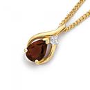 9ct-Gold-Garnet-Diamond-Pear-Cut-Pendant Sale