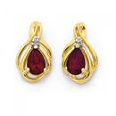 9ct-Gold-Garnet-Diamond-Pear-Cut-Stud-Earrings Sale