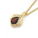 9ct-Gold-Garnet-Diamond-Pear-Cut-Pendant Sale