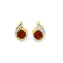 9ct-Gold-Garnet-Diamond-Cushion-Cut-Swirl-Stud-Earrings Sale