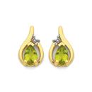 9ct-Gold-Peridot-Diamond-Pear-Stud-Earrings Sale