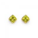 9ct-Gold-Peridot-Cushion-Cut-Checkerboard-Stud-Earrings Sale