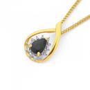 9ct-Gold-Sapphire-Diamond-Pear-Cluster-Pendant Sale