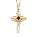 9ct-Gold-Garnet-Diamond-Princess-Cut-Cross-Pendant Sale