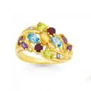 9ct-Gold-Multi-Gemstone-Diamond-Wide-Cluster-Ring Sale