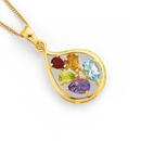 9ct-Gold-Multi-Precious-Gemstone-Pear-Pendant Sale