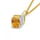 9ct-Gold-Citrine-Diamond-Cushion-Swirl-Pendant Sale