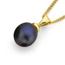 9ct-Gold-Black-Dyed-Pearl-Drop-Pendant Sale