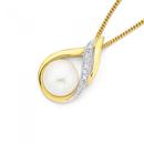 9ct-Freshwater-Pearl-Diamond-Pendant Sale