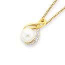 9ct-Gold-Cultured-Fresh-Water-Pearl-Diamond-Crossover-Pendant Sale