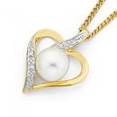 9ct-Gold-Cultured-Fresh-Water-Pearl-Diamond-Heart-Pendant Sale