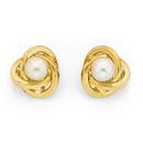 9ct-Gold-Cultured-Fresh-Water-Pearl-Love-Knot-Stud-Earrings Sale