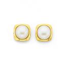 9ct-Gold-Cultured-Fresh-Water-Pearl-8mm-Bezel-Set-Stud-Earrings Sale