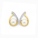9ct-Gold-Cultured-Fresh-Water-Pearl-Diamond-Stud-Earrings Sale