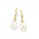 9ct-Gold-Cultured-Fresh-Water-Pearl-Diamond-Drop-Earrings Sale