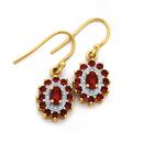 9ct-Gold-Created-Ruby-Diamond-Oval-Cut-Cluster-Earrings Sale