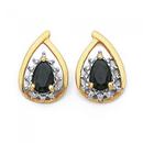 9ct-Gold-Sapphire-Diamond-Pear-Cut-Cluster-Earrings Sale