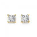 9ct-Gold-Diamond-Square-Shape-Stud-Earrings Sale