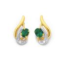 9ct-Gold-Created-Emerald-Diamond-Oval-Cut-Earrings Sale