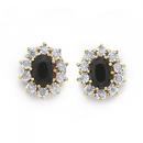 9ct-Gold-Sapphire-Diamond-Oval-Cluster-Earrings Sale
