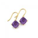 9ct-Gold-Amethyst-Cushion-Cut-Drop-Earrings Sale