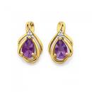 9ct-Gold-Amethyst-Diamond-Pear-Cut-Stud-Earrings Sale