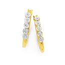 9ct-Gold-Diamond-5-Bezel-Hoop-Earrings Sale