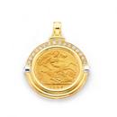 9ct-Gold-Diamond-22ct-Gold-Half-Sovereign-Enhancer-Pendant Sale