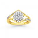 9ct-Gold-Diamond-Flower-Cluster-Dress-Ring Sale