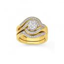 9ct-Gold-Diamond-Cluster-Trio-Ring-Set Sale