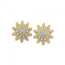 9ct-Gold-Diamond-Fancy-Flower-Stud-Earrings Sale