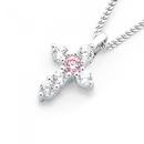 Sterling-Silver-Pink-Cubic-Zirconia-Cross-Pendant Sale
