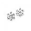 Silver-Cubic-Zirconia-Flower-Cluster-Stud-Earrings Sale