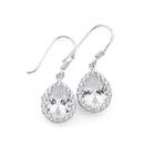 Silver-White-Pear-Cubic-Zirconia-Cluster-Drop-Hook-Earrings Sale