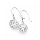 Silver-White-Round-Cubic-Zirconia-Cluster-Drop-Hook-Earrings Sale