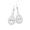 Silver-Pear-Cubic-Zirconia-Drop-Earrings Sale