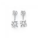 Silver-Double-Cubic-Zirconia-Stud-Earrings Sale